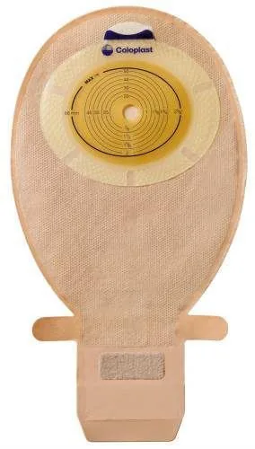 COLOPLAST sprzęt 1-częściowy, worek ileostomijny SenSura otwarty, z zamknięciem Hide-away, cielisty, 10-76 mm, 650 ml (30 szt.)