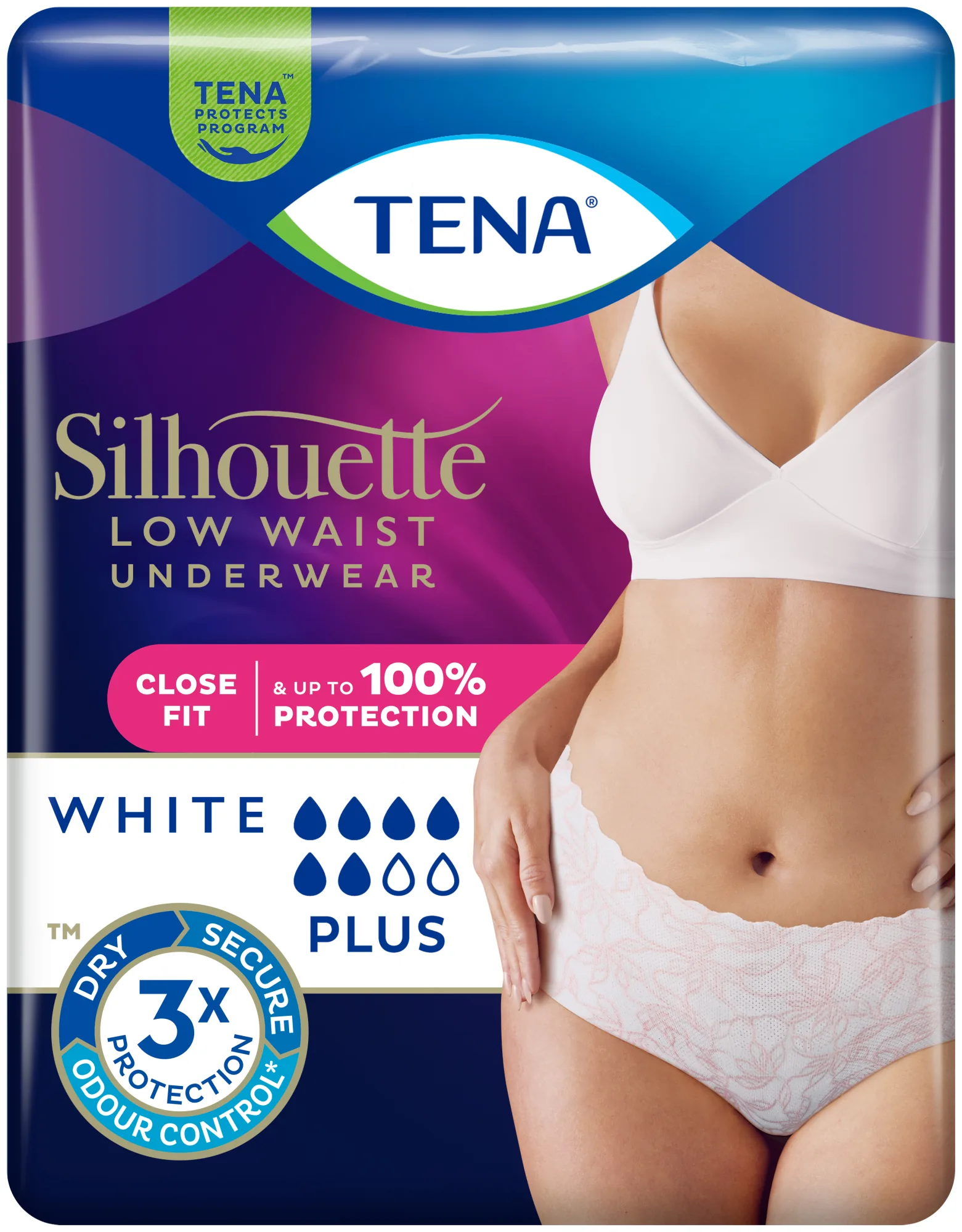 TENA Silhouette White z niskim stanem